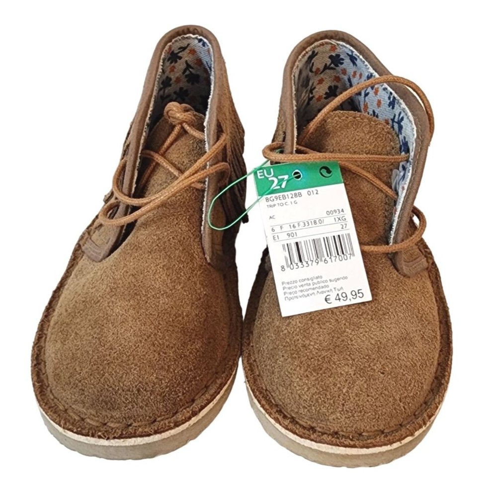 United Colors of Benetton Brown Velour Toddler Shoes Size EU 27 US 10.5 NEW